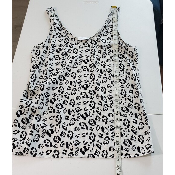 Equipment Femme Top Small Women's White Black Leopard Print Silk Preppy Chic - Picture 11 of 11